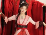 A Little Girls Hanfu Horseface Skirt and Hanfu Necklace:A Journey into Traditional Chinese Beauty