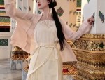 Charming Cloud Silk:A Womans Cheongsam with Delicate Cloud-Inspired Pattern and Qipao Collar