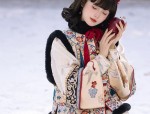 Heavy-Work Embroidery Pony-Skin Skirt Ensemble
