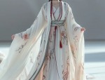 The Enchanting Beauty of a Blue Ancient Hanfu Costume Girl