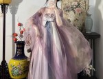 The Enchantment of a Purple Short Cheongsam