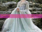 The Enchantment of Sky-Blue Hanfu Strapless Dress