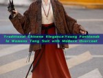 Traditional Chinese Elegance:Young Fashionable Womens Tang Suit with Modern Overcoat