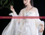 Winter and Autumn Child Girl in Traditional Hanfu Hooded Cape