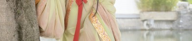 Winter New Years Greetings in Traditional Hanfu for Little Girls