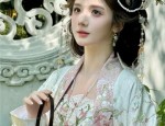 The Enchanting Beauty of a Blue Ancient Hanfu Costume Girl