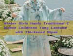 Winter Girls Hanfu Traditional Chinese Childrens Tang Costume with Thickened Qipao