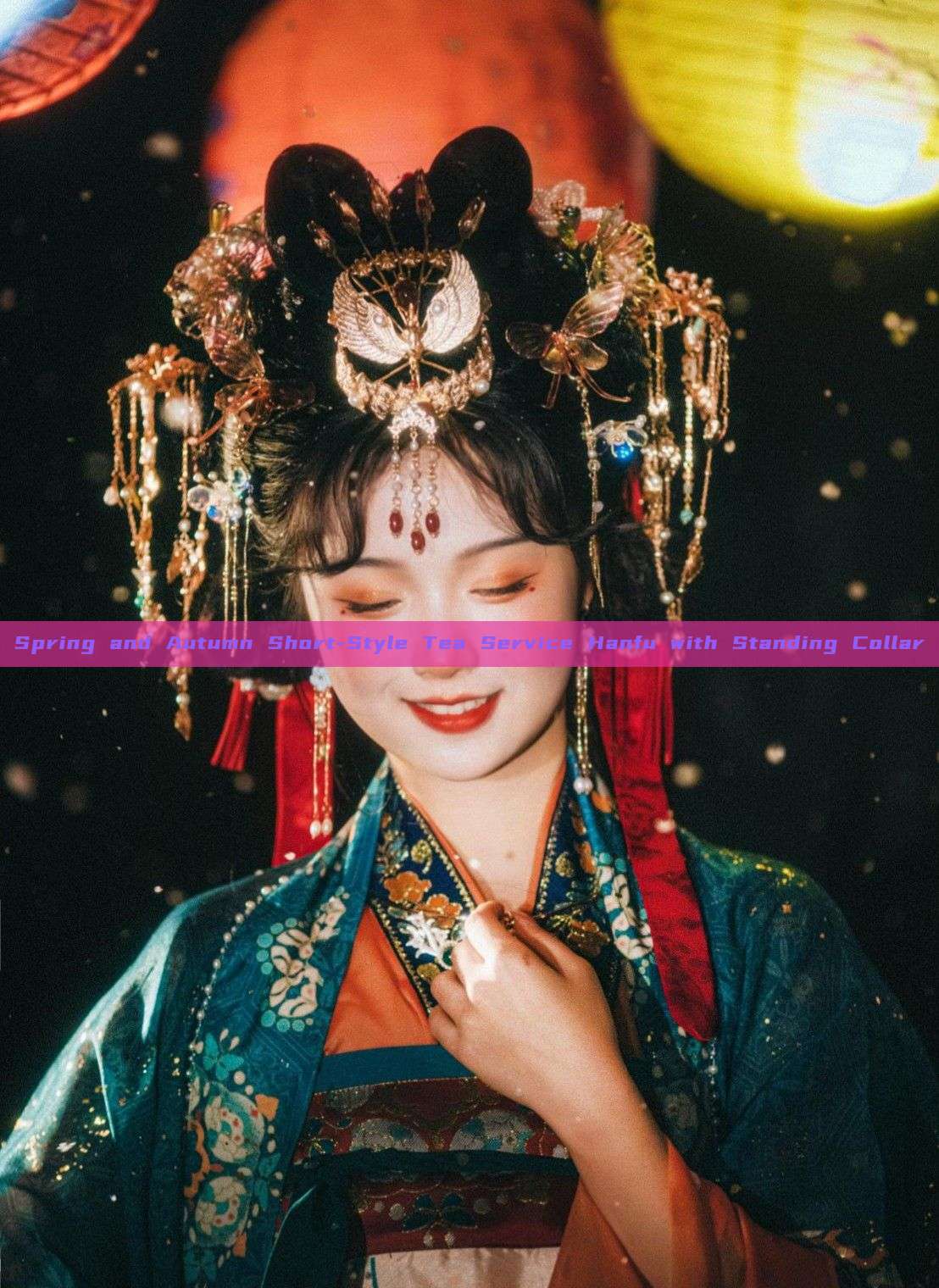 Spring and Autumn Short-Style Tea Service Hanfu with Standing Collar Spring and Autumn Short-Style Tea Service Hanfu with Standing Collar