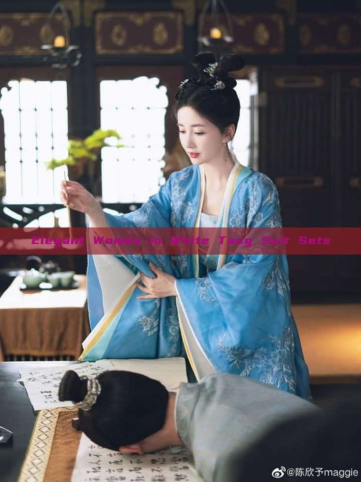 Elegant Women in White Tang Suit Sets Elegant Women in White Tang Suit Sets