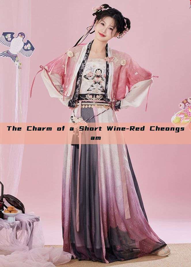 The Charm of a Short Wine-Red Cheongsam