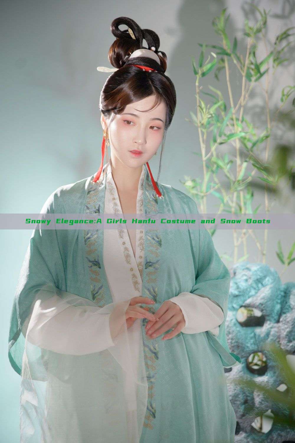 Snowy Elegance:A Girls Hanfu Costume and Snow Boots