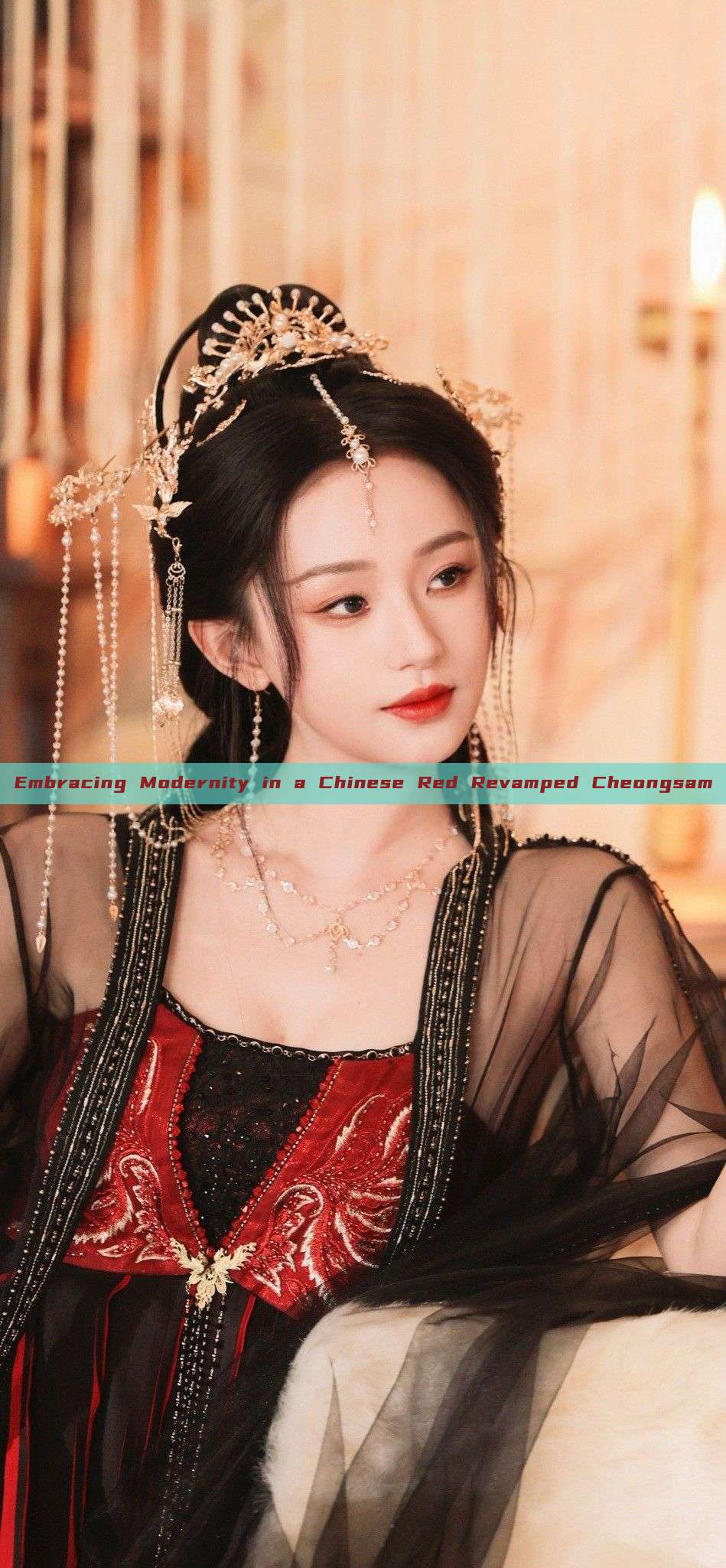 Embracing Modernity in a Chinese Red Revamped Cheongsam Embracing Modernity in a Chinese Red Revamped Cheongsam