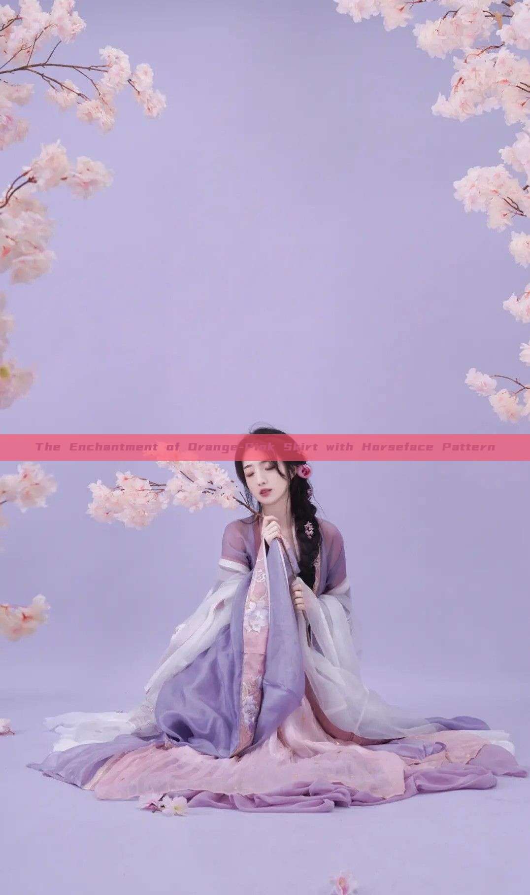 The Enchantment of Orange-Pink Skirt with Horseface Pattern The Enchantment of Orange-Pink Skirt with Horseface Pattern