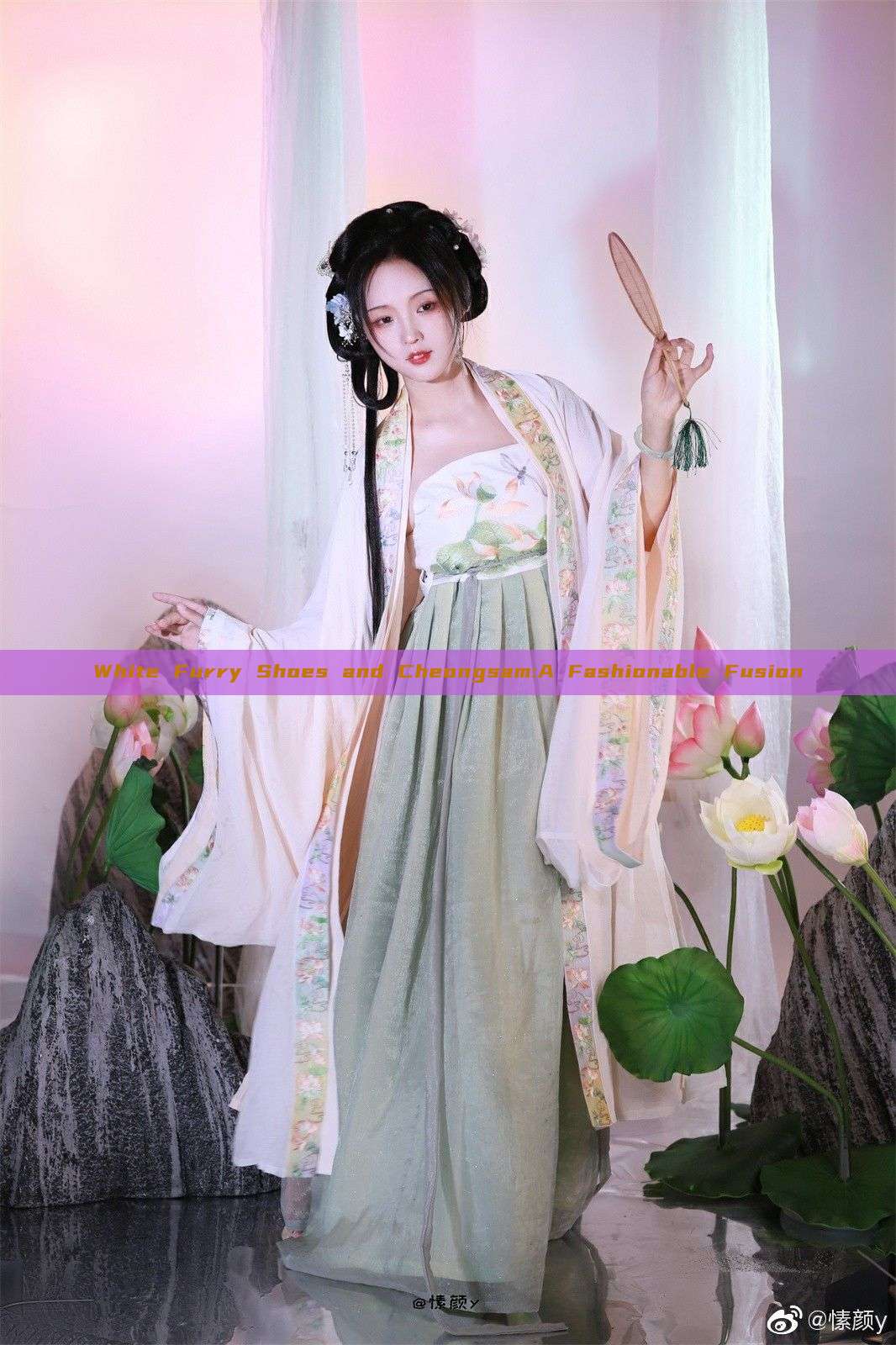 White Furry Shoes and Cheongsam:A Fashionable Fusion White Furry Shoes and Cheongsam:A Fashionable Fusion