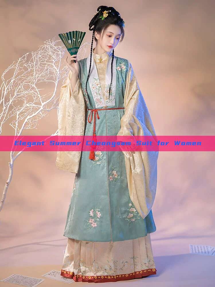 Elegant Summer Cheongsam Suit for Women Elegant Summer Cheongsam Suit for Women