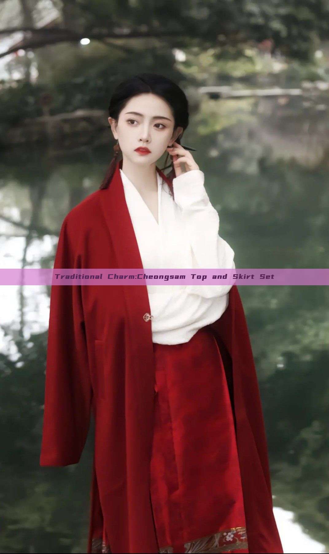 Traditional Charm:Cheongsam Top and Skirt Set Traditional Charm:Cheongsam Top and Skirt Set