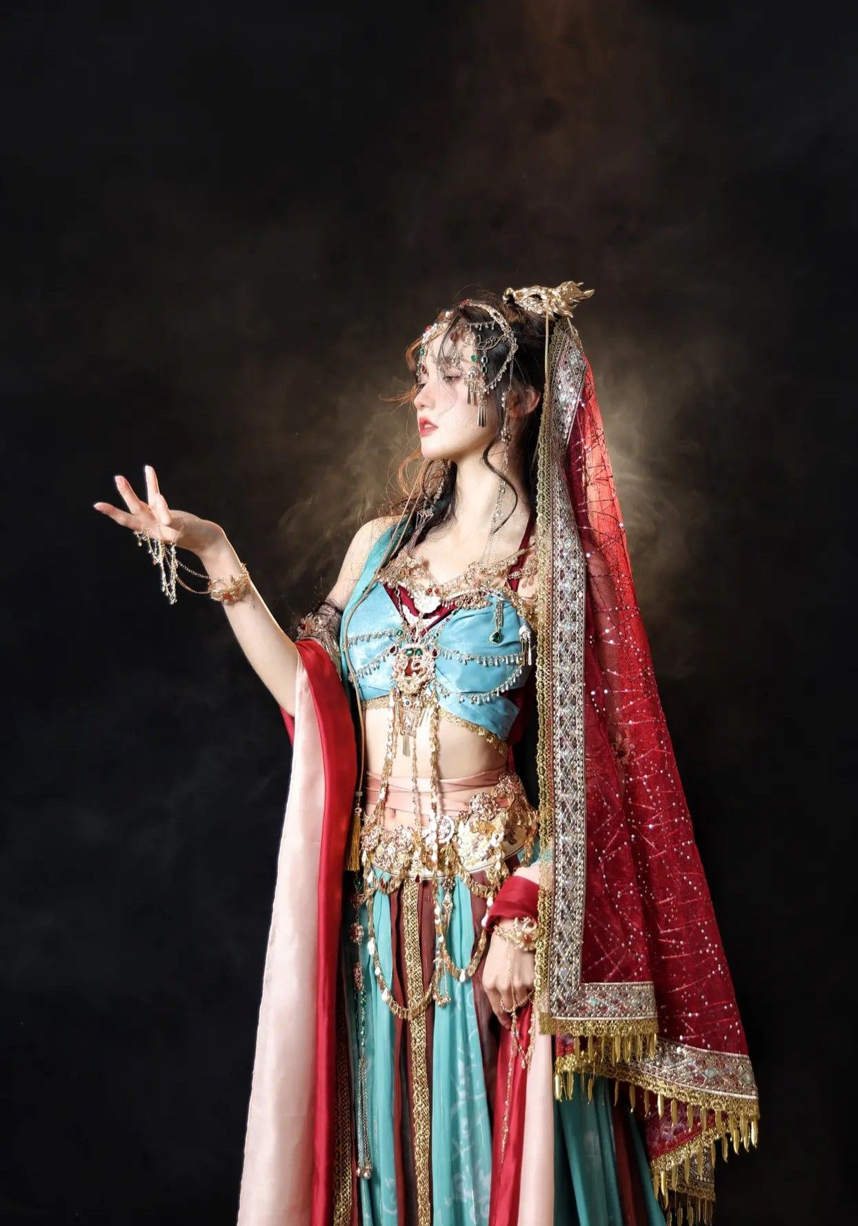 The Splendor of Red Brocade Horseface Skirt The Splendor of Red Brocade Horseface Skirt