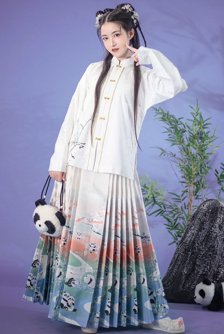 Summer Tang-Style Hanfu with Horseface Skirt for Girls Summer Tang-Style Hanfu with Horseface Skirt for Girls