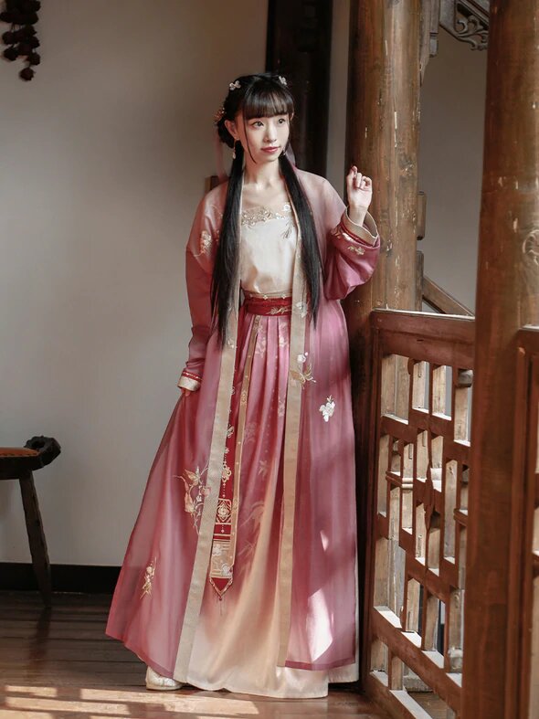 The Splendor of Red Hanfu Robes with Flowing Cloth The Splendor of Red Hanfu Robes with Flowing Cloth