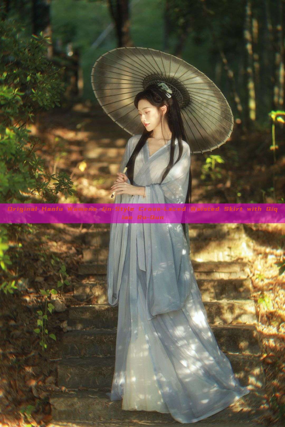 Original Hanfu Womens Jin-Style Cross-Laced Waisted Skirt with Qiqiao Ru-Qun Original Hanfu Womens Jin-Style Cross-Laced Waisted Skirt with Qiqiao Ru-Qun